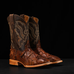 AUTHENTIC Brown Patch Work Pirarucu – Square Toe