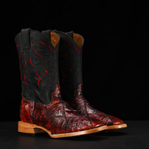 AUTHENTIC Black Cherry Patch Work Caiman – Square Toe
