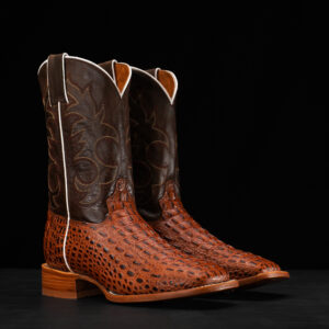 Cognac Caiman Horn Back - Square Toe