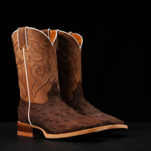 Matte Brown Nubuck Ostrich – Square Toe