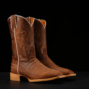 Matte Cognac Nubuck Caiman Belly - Square Toe