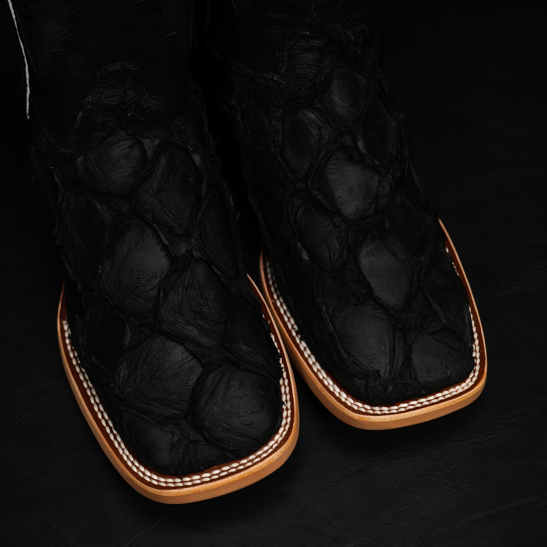 AUTHENTIC Matte Black Pirarucu – Arena Square Toe - Image 4