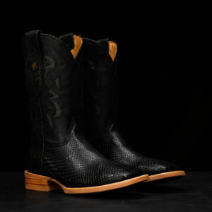 AUTHENTIC Black Python Belly – Square Toe