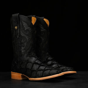 AUTHENTIC Matte Black Pirarucu – Square Toe