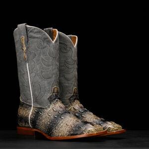 Rustic Bone Caiman Neck - Square Toe