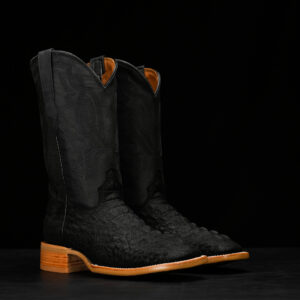 Matte Black Caiman Neck - Square Toe
