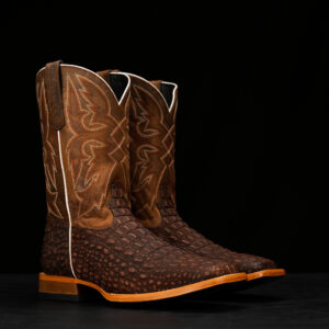 Matte Brown Nubuck Caiman Horn Back - Heritage Square Toe
