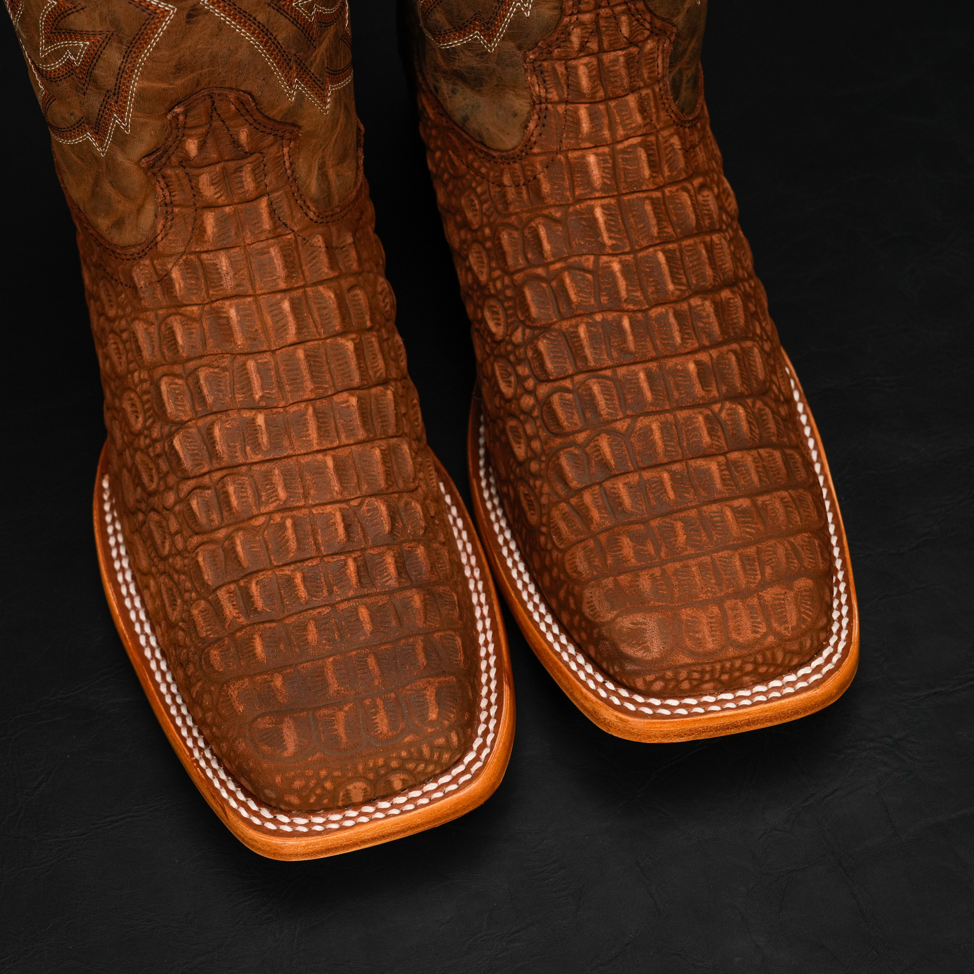 Matte Cognac Nubuck Caiman Horn Back - Heritage Square Toe - Image 3