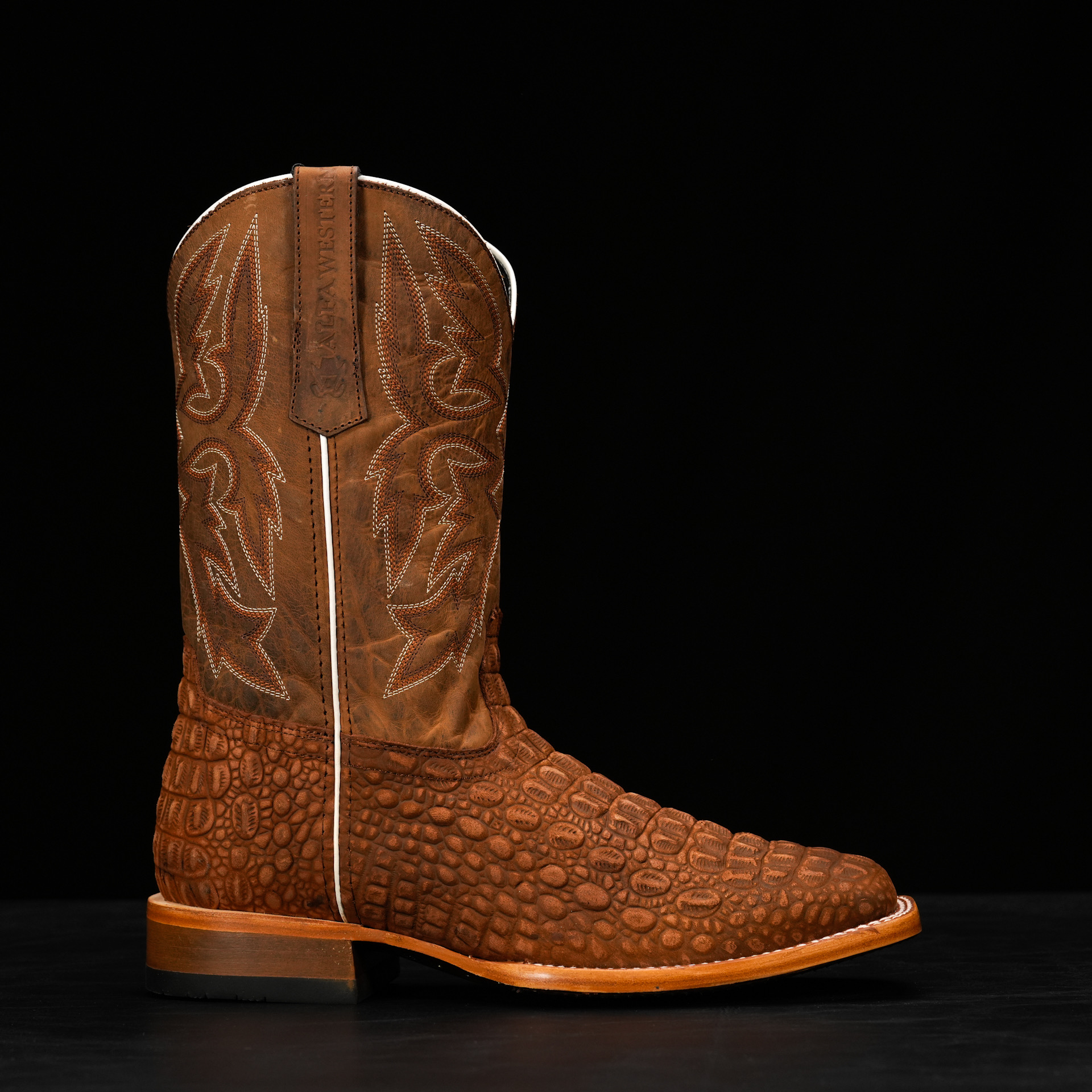 Matte Cognac Nubuck Caiman Horn Back - Heritage Square Toe - Image 2