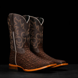Matte Brown Nubuck Caiman Horn Back - Heritage Square Toe
