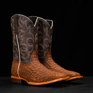 Matte Cognac Nubuck Caiman Horn Back - Heritage Square Toe