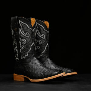 AUTHENTIC Black Ostrich – Arena Square Toe