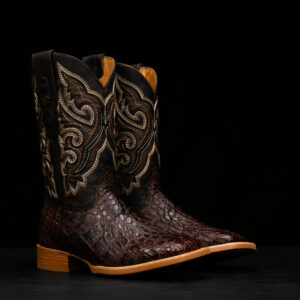 AUTHENTIC Brown Caiman Flank – Square Toe
