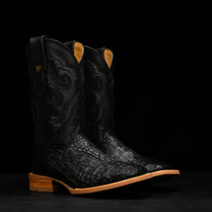 AUTHENTIC Black Caiman Flank – Square Toe