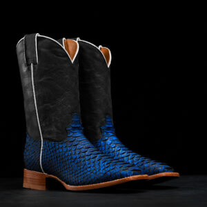Matte Black/Electric Blue Python – Square Toe