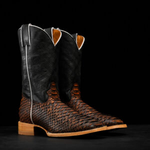 Black/Cognac Python – Square Toe