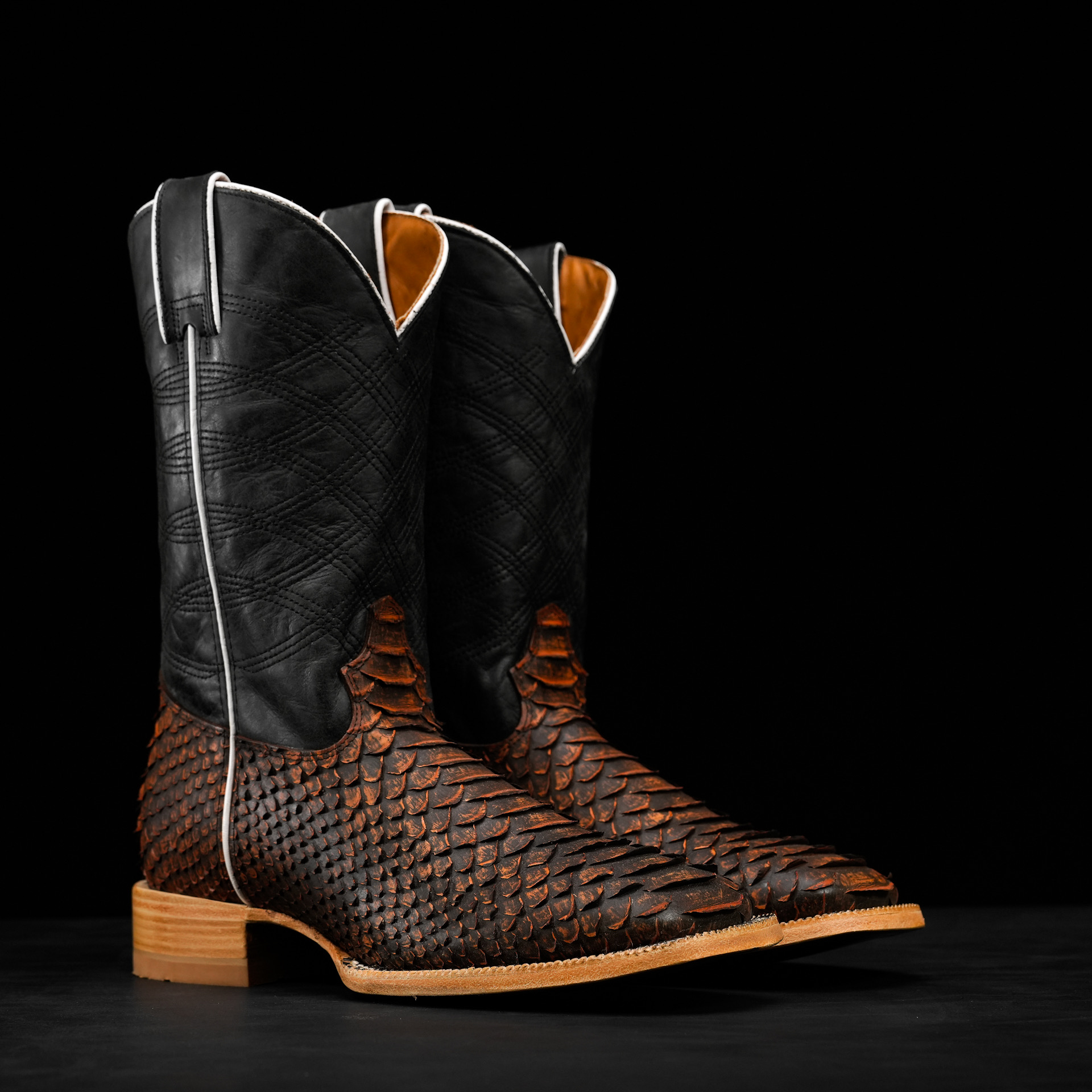 Black/Cognac Python – Square Toe