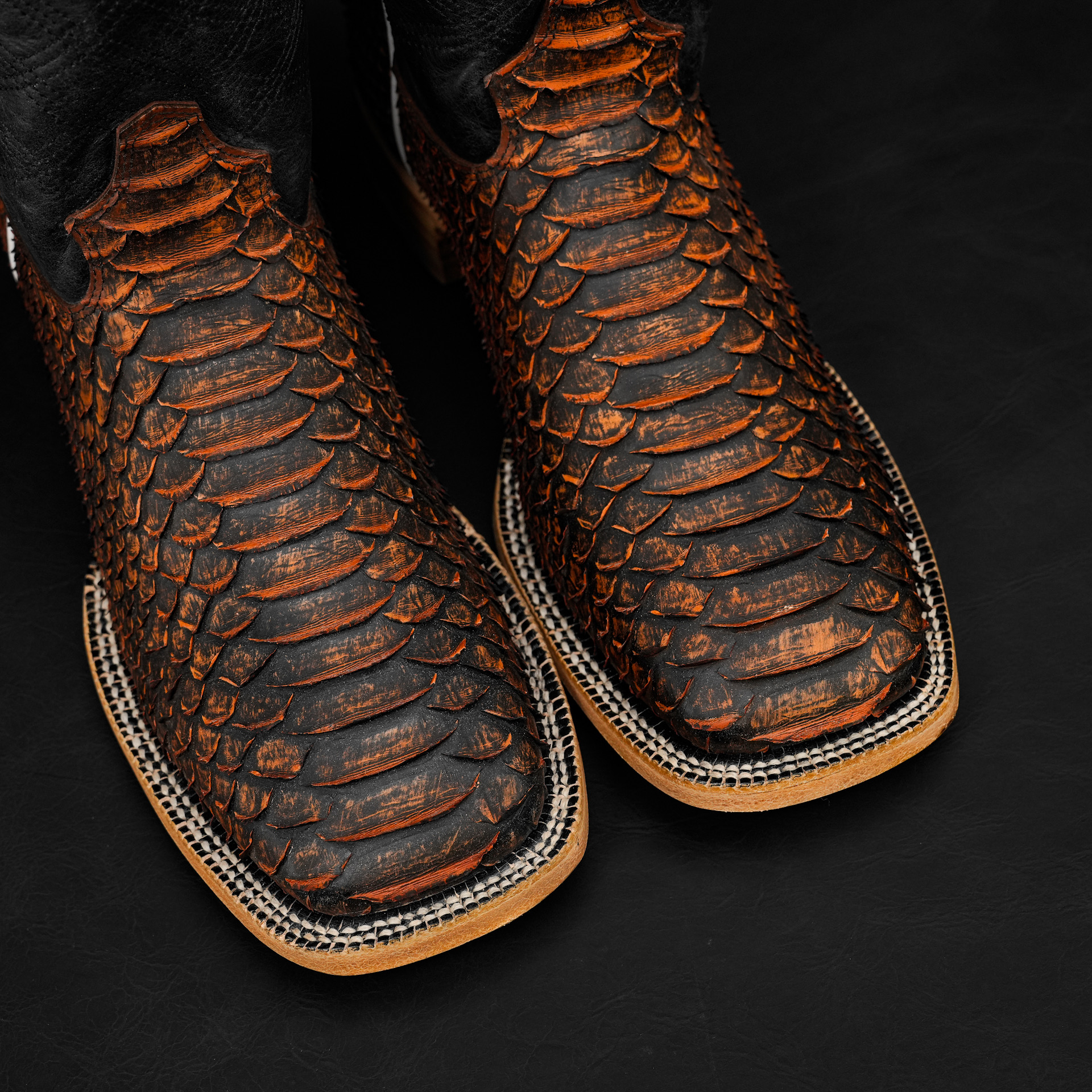 Black/Cognac Python – Square Toe - Image 3