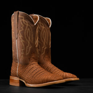 Matte Cognac Nubuck Caiman Belly - Square Toe
