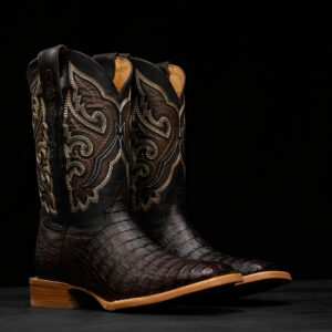 AUTHENTIC Brown Caiman Belly – Square Toe