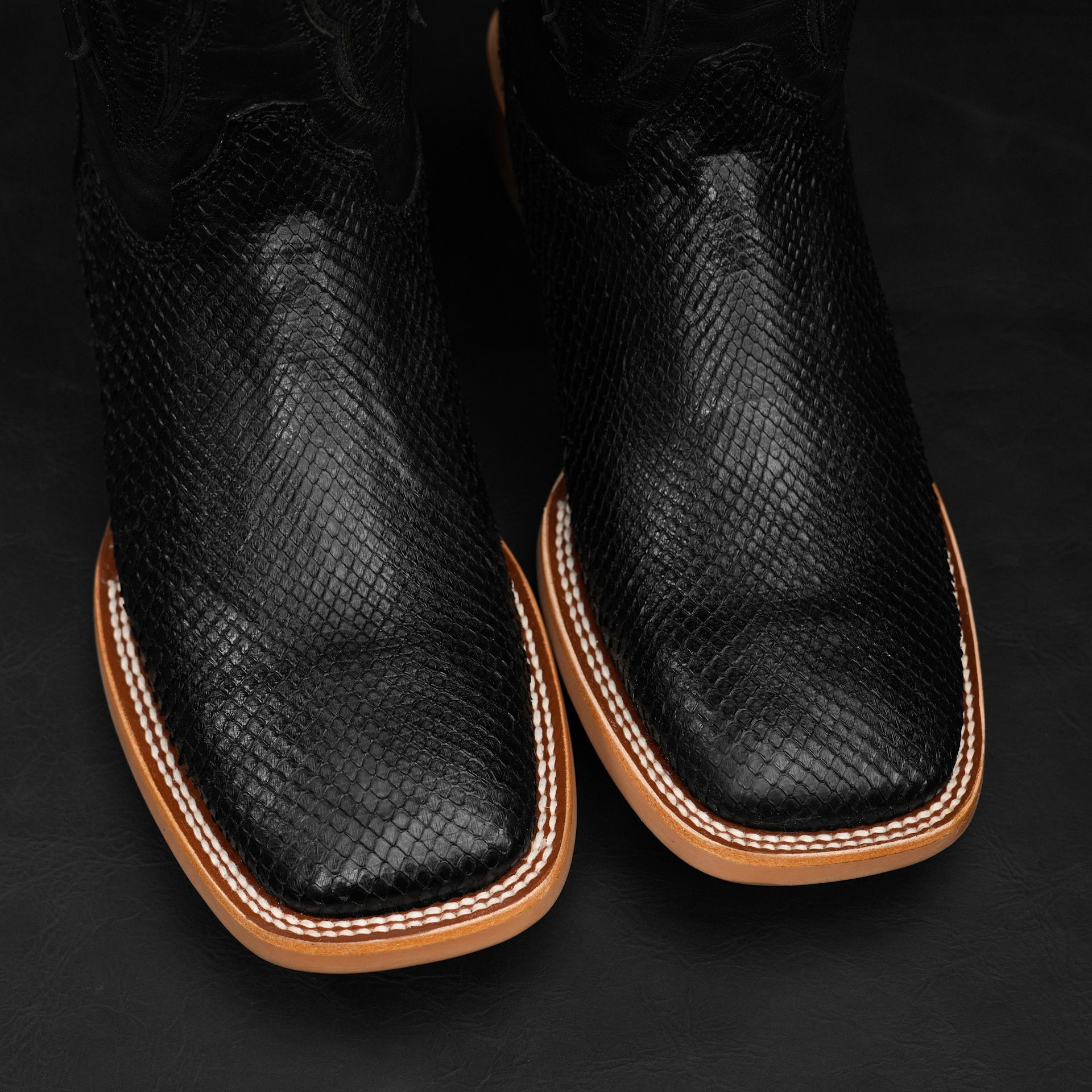 AUTHENTIC Black Python Belly – Arena Square Toe - Image 3