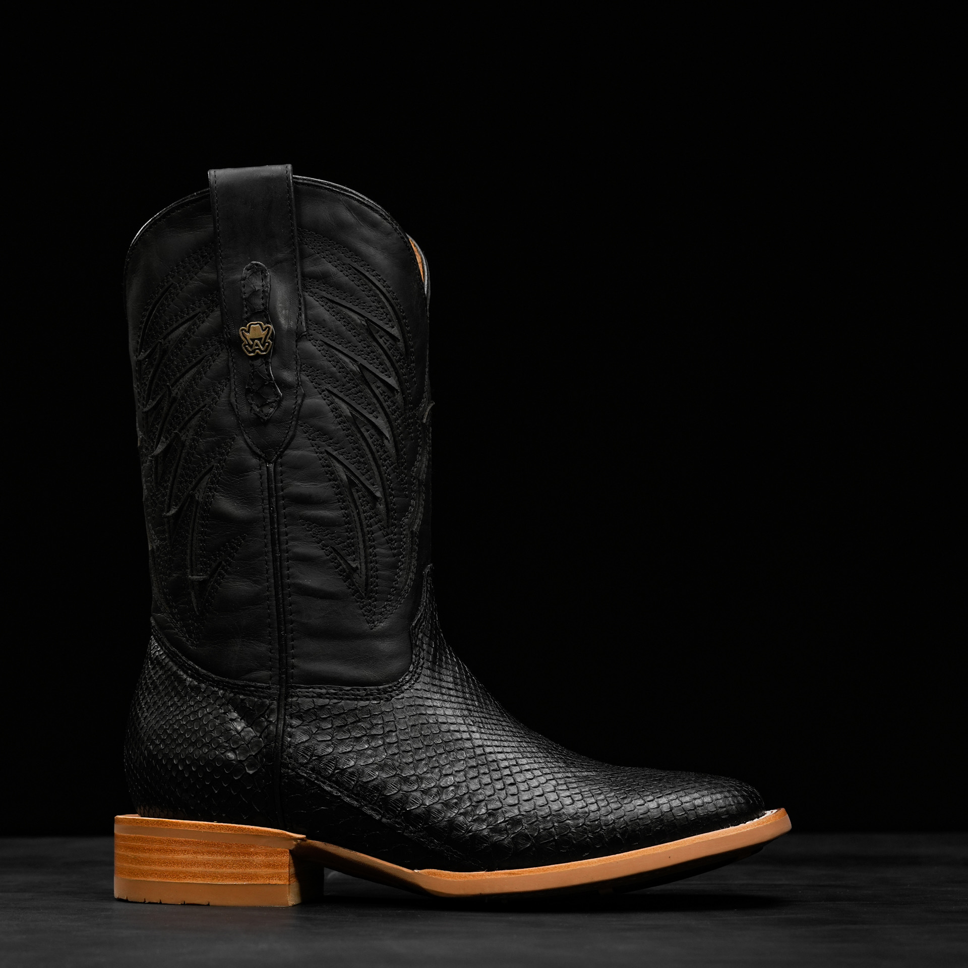 AUTHENTIC Black Python Belly – Arena Square Toe - Image 2