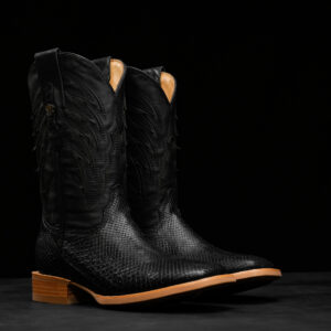AUTHENTIC Black Python Belly – Arena Square Toe