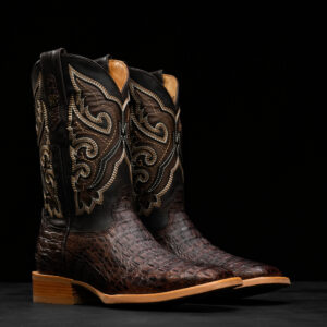 AUTHENTIC Brown Caiman Horn Back – Square Toe