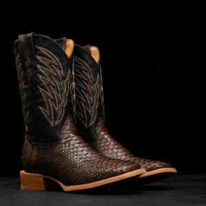 AUTHENTIC Brown Python – Arena Square Toe