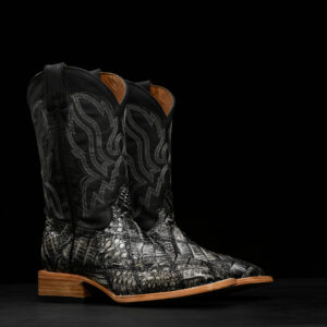 AUTHENTIC Patch Work Gray Caiman – Square Toe