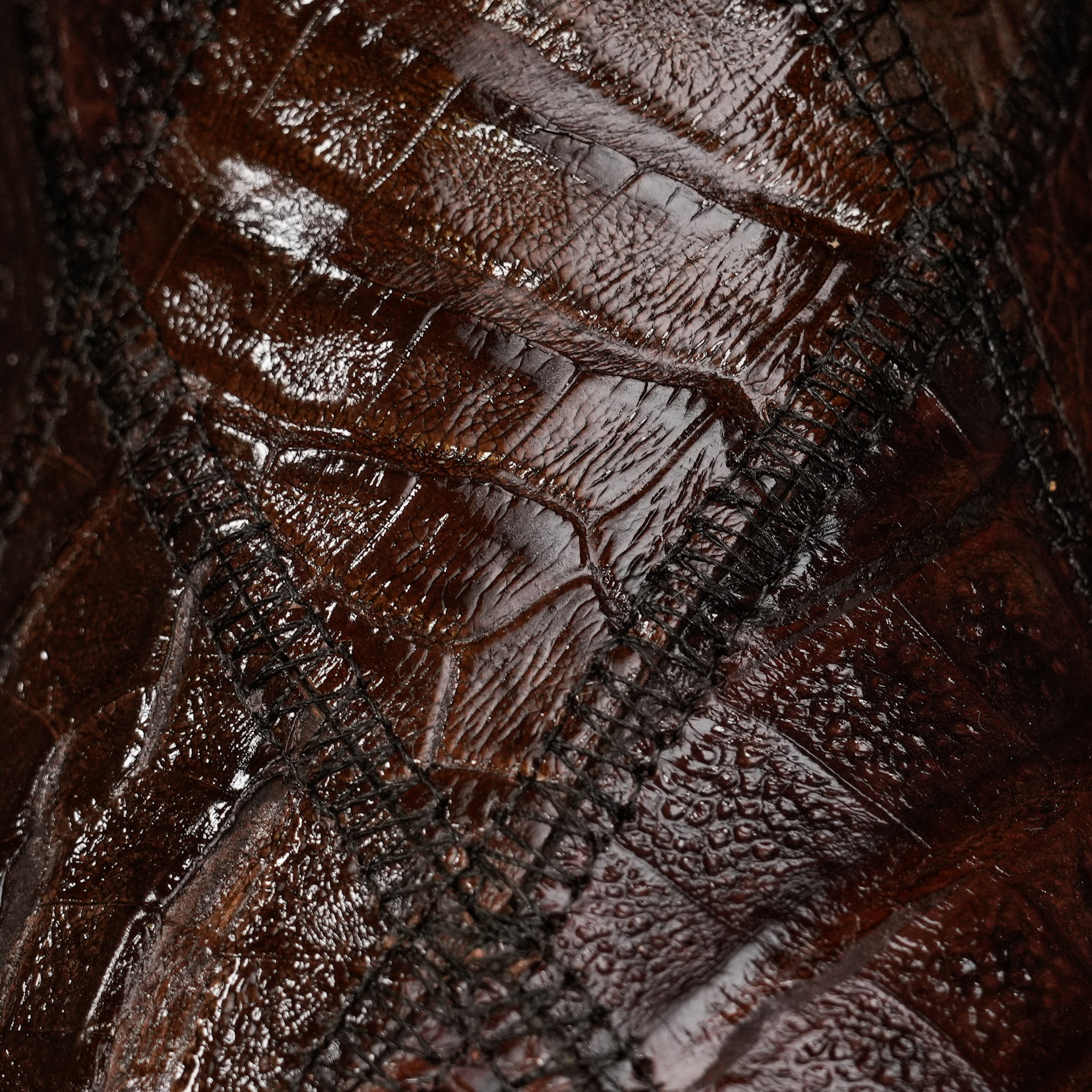 AUTHENTIC Brown Patch Work Caiman – Square Toe - Image 4