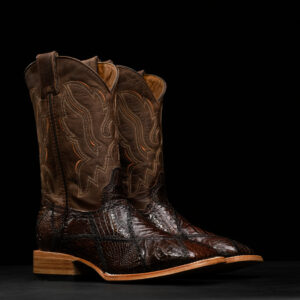 AUTHENTIC Brown Patch Work Caiman – Square Toe