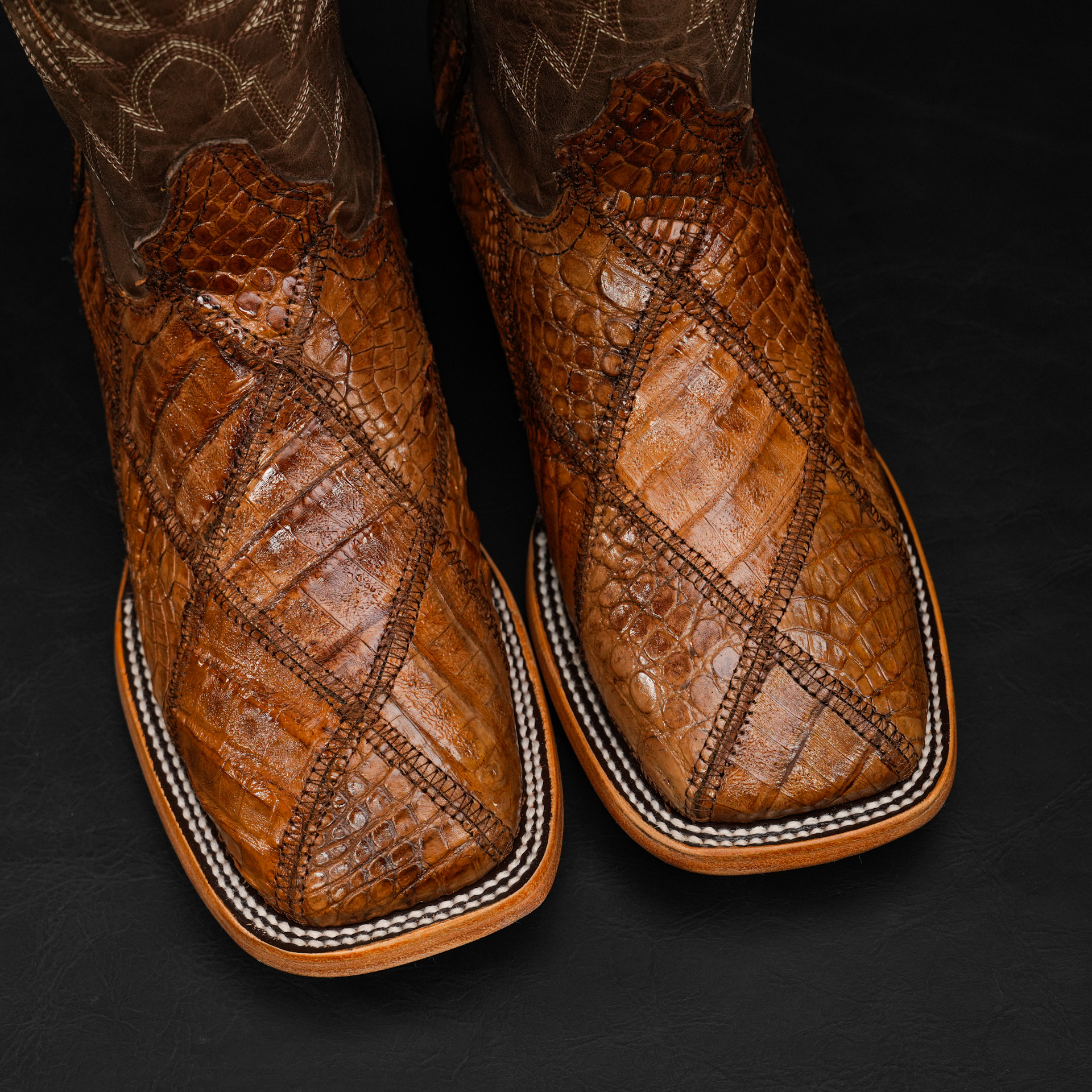AUTHENTIC Honey Patch Work Caiman – Square Toe - Image 3