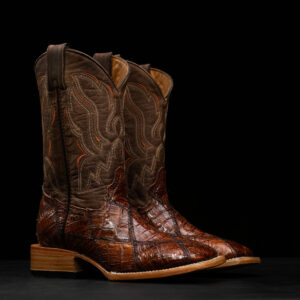 AUTHENTIC Cognac Patch Work Caiman – Square Toe