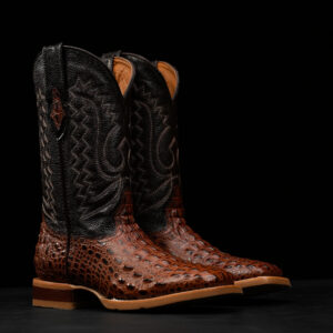Cognac Caiman Horn Back - Square Toe