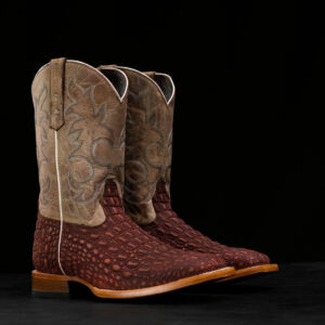 Matte Cognac Nubuck Caiman Horn Back - Heritage Square Toe