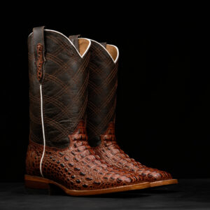 Cognac Caiman Horn Back - Square Toe