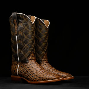 Honey Caiman Horn Back - Square Toe