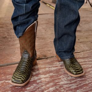 Olive Green Python – Square Toe