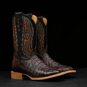 AUTHENTIC Brown Caiman Tail – Arena Square Toe