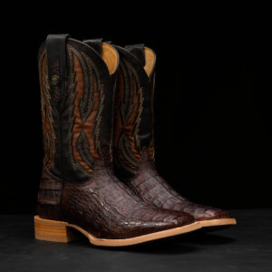 AUTHENTIC Brown Caiman Horn Back – Square Toe