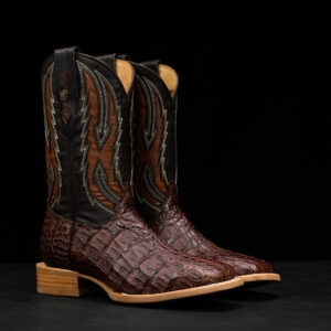 AUTHENTIC Brown Caiman Flank – Square Toe