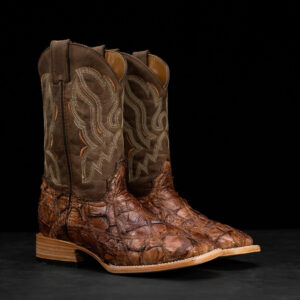 AUTHENTIC Brown Patch Work Pirarucu – Square Toe