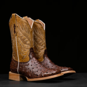 Brown Ostrich – Ranch Square Toe
