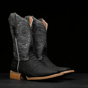 Matte Black Caiman Belly - Ranch Square Toe