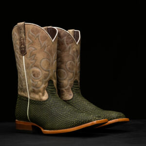 Matte Olive Nubuck Python – Heritage Square Toe
