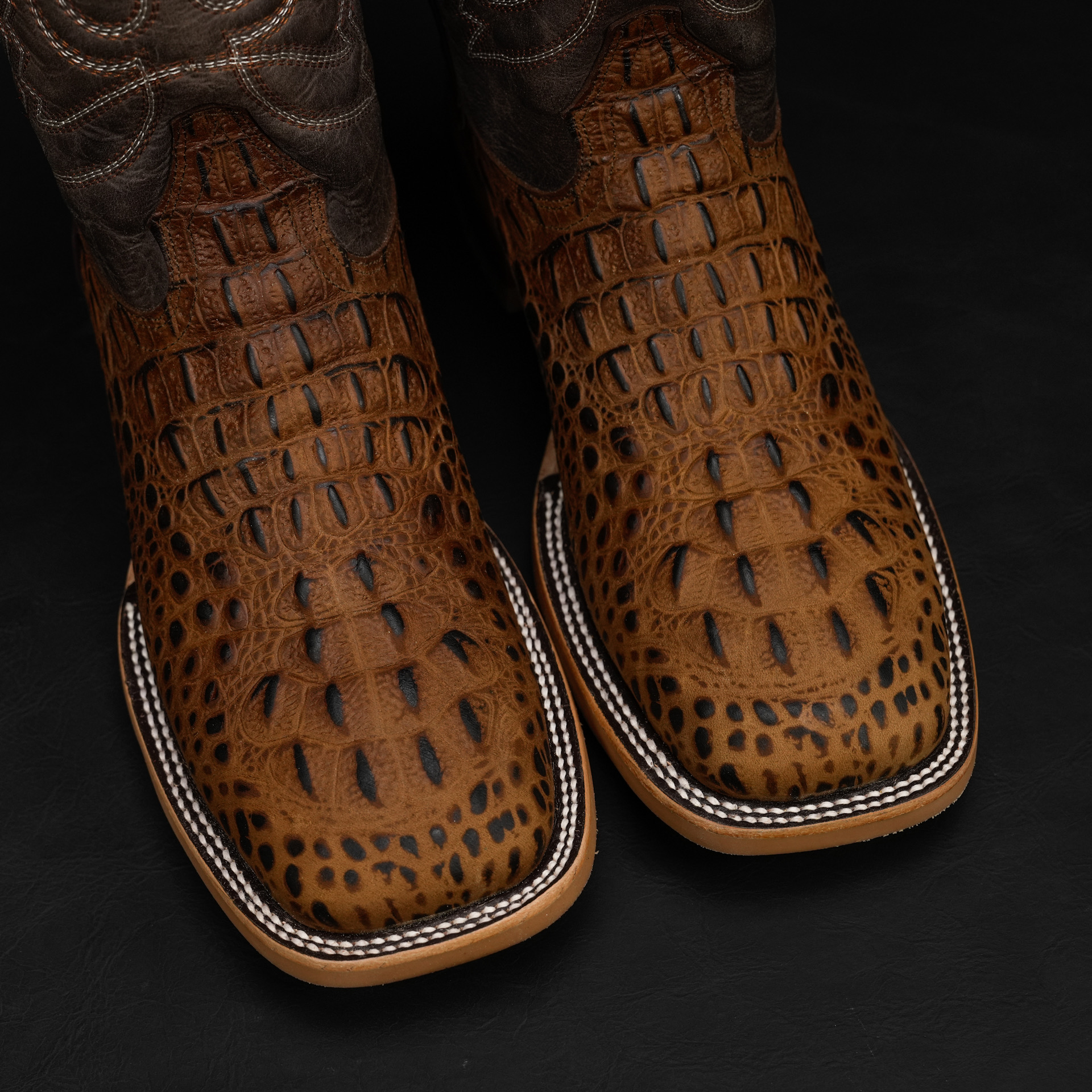 Matte Honey Caiman Neck - Square Toe - Image 3