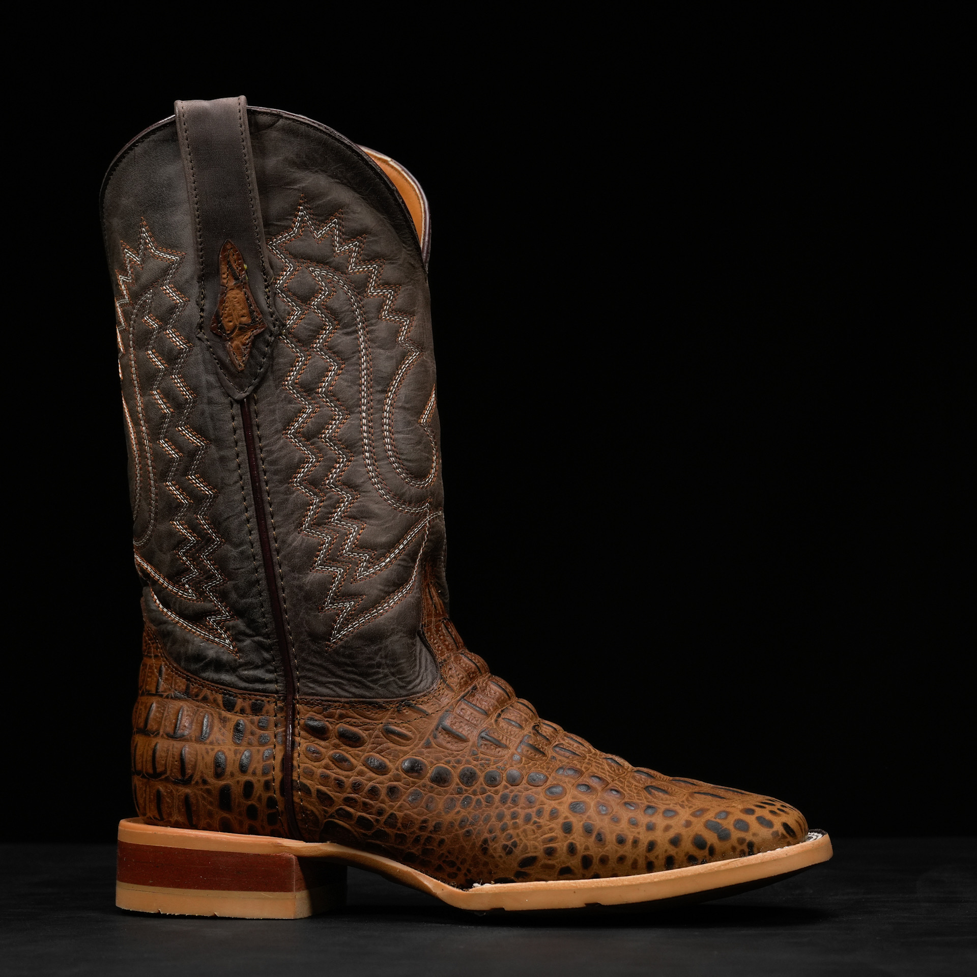 Matte Honey Caiman Neck - Square Toe - Image 2