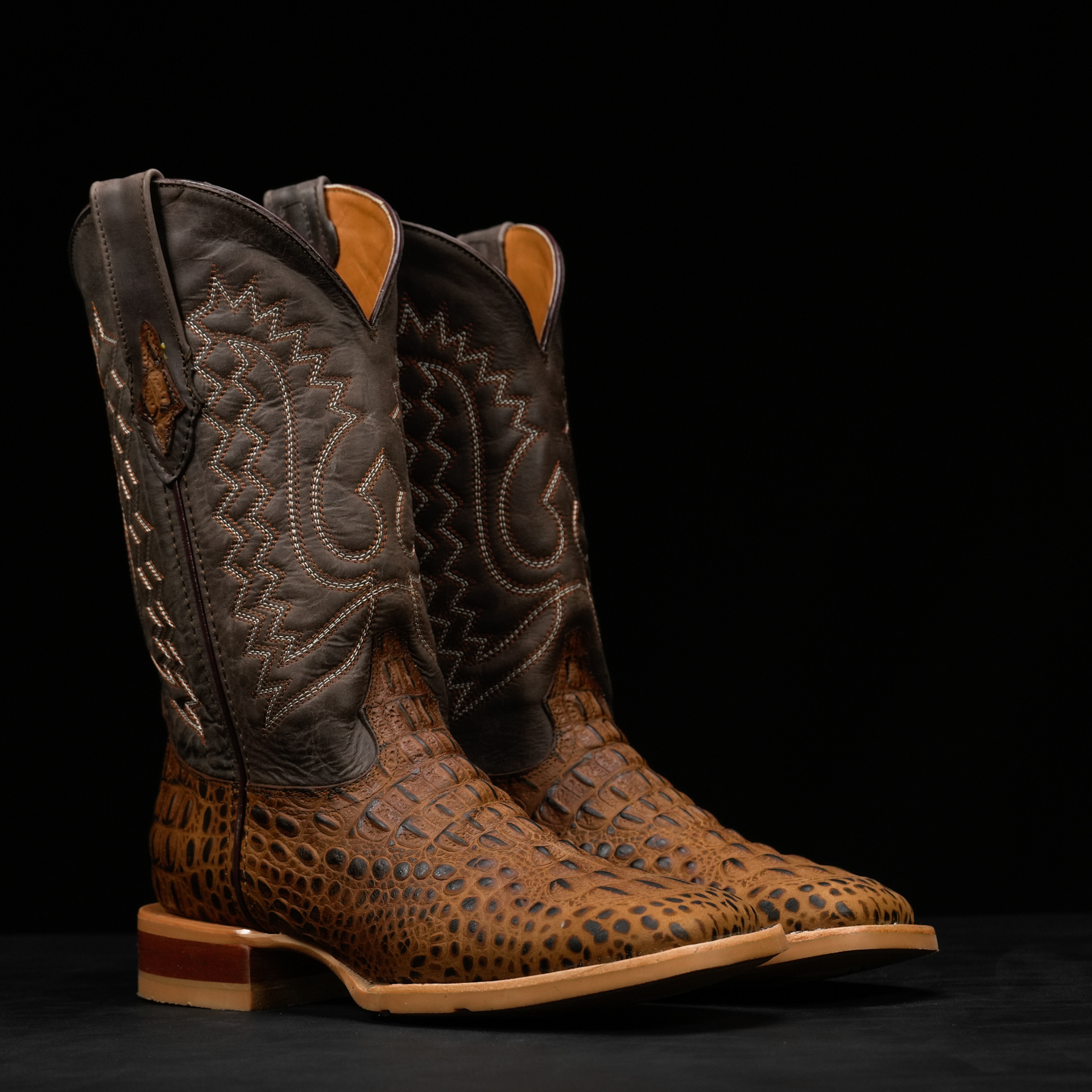 Matte Honey Caiman Neck - Square Toe