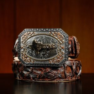 Genuine Brown Washed Pirarucu Belt